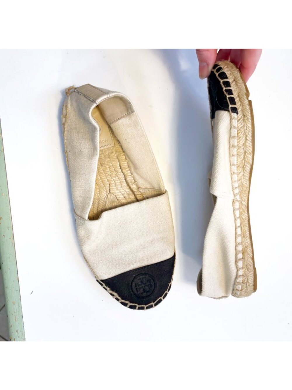 Tory Burch Cap Toe Canvas Espadrille Flats, Size 5.5 - Picture 3 of 9